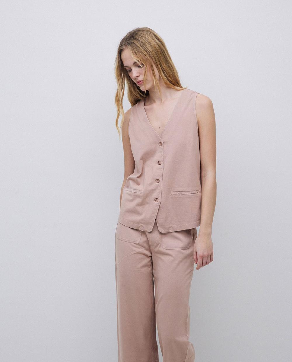 Yerse Chaleco De Punto Algodón Rosa Antiguo