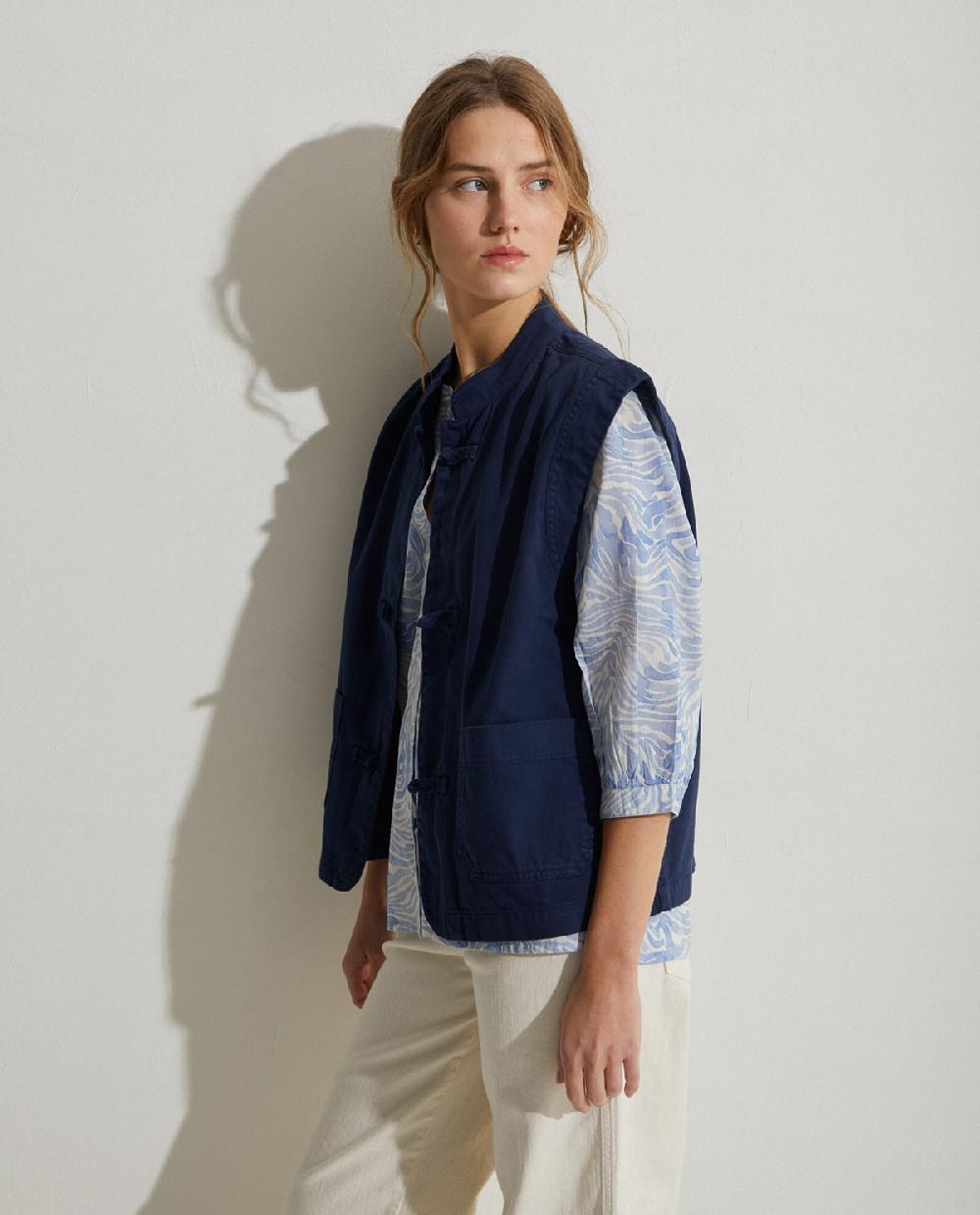 Yerse Chaleco Denim 100% Algodón Orgánico Navy