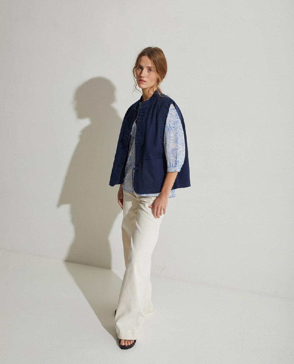 Yerse Chaleco Denim 100% Algodón Orgánico Navy