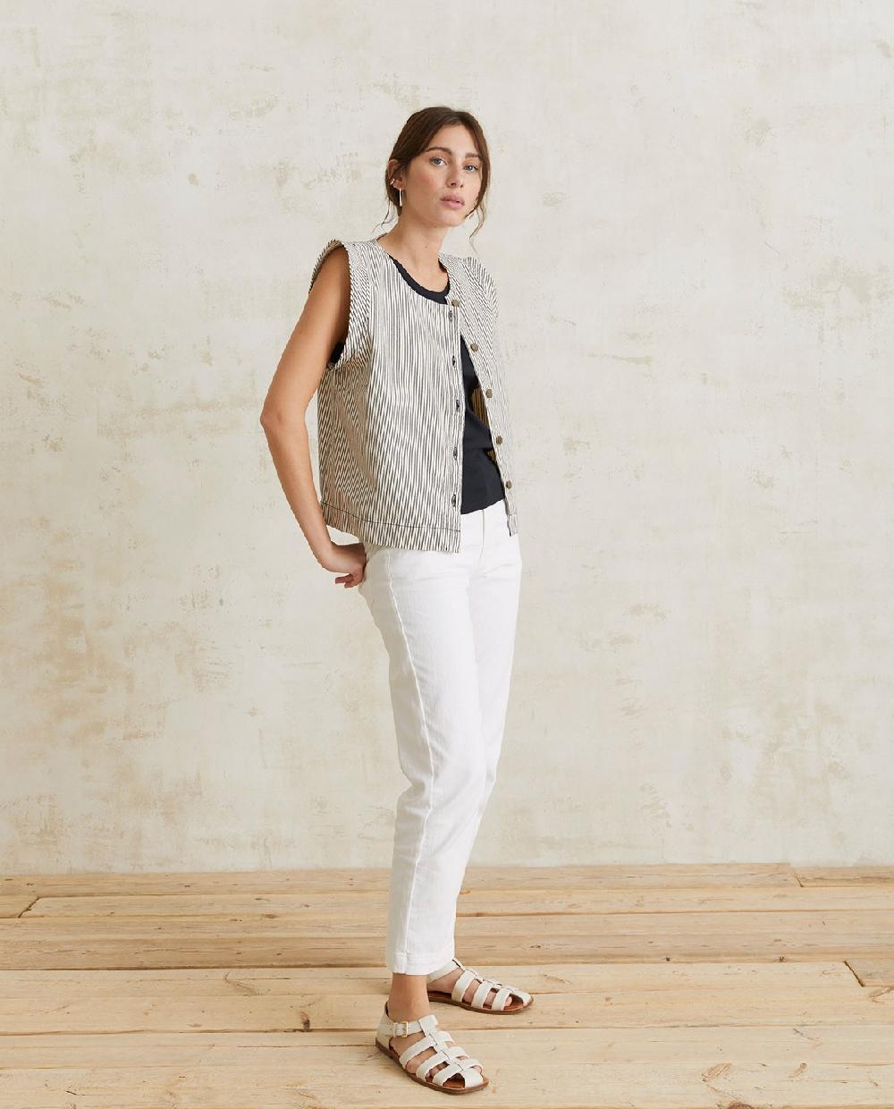 Yerse Chaleco Denim Rayas Azul