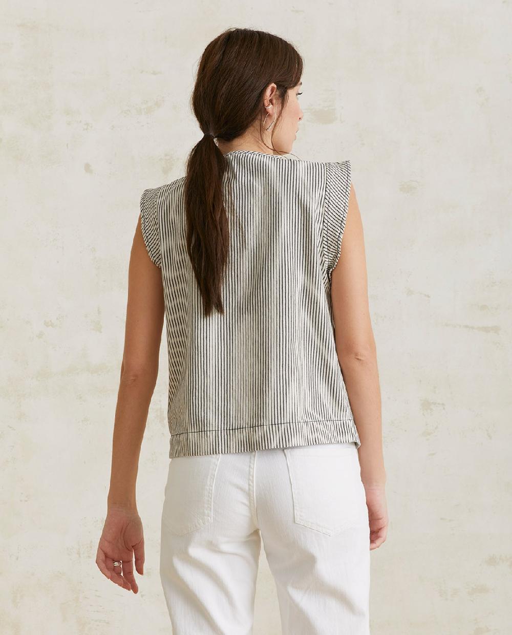 Yerse Chaleco Denim Rayas Azul