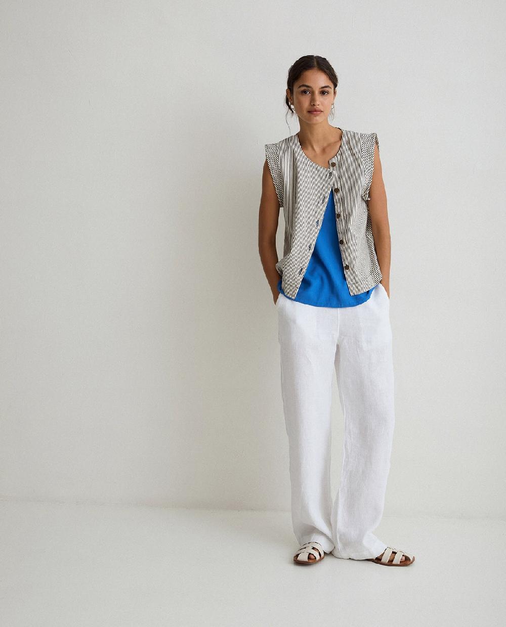 yerse Chaleco denim rayas azul