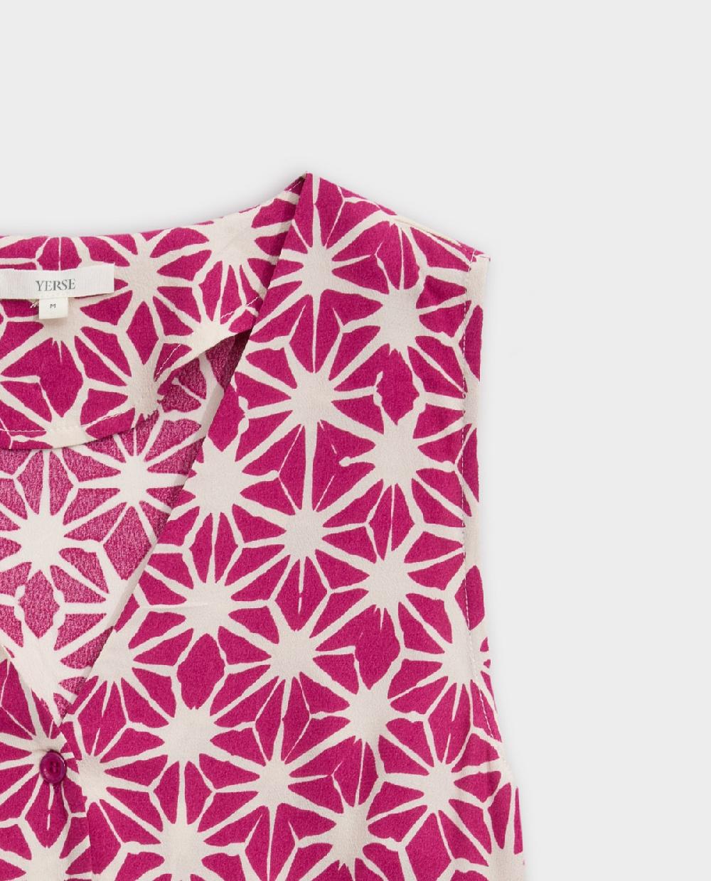 Yerse Chaleco Fluido Estampado Fuchsia