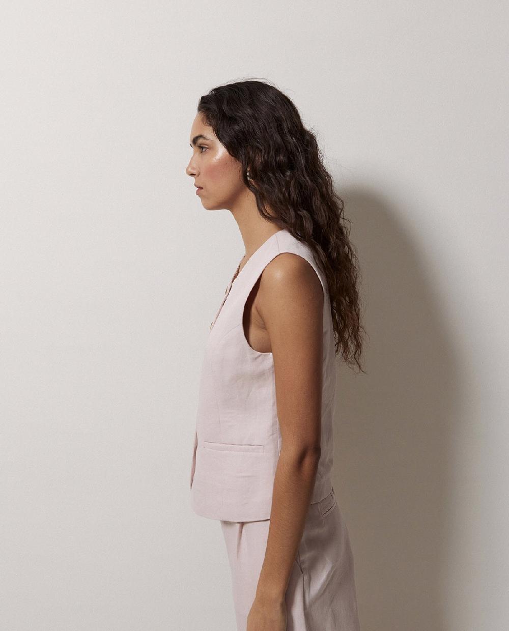 Yerse Chaleco Mezcla Lino Rosa