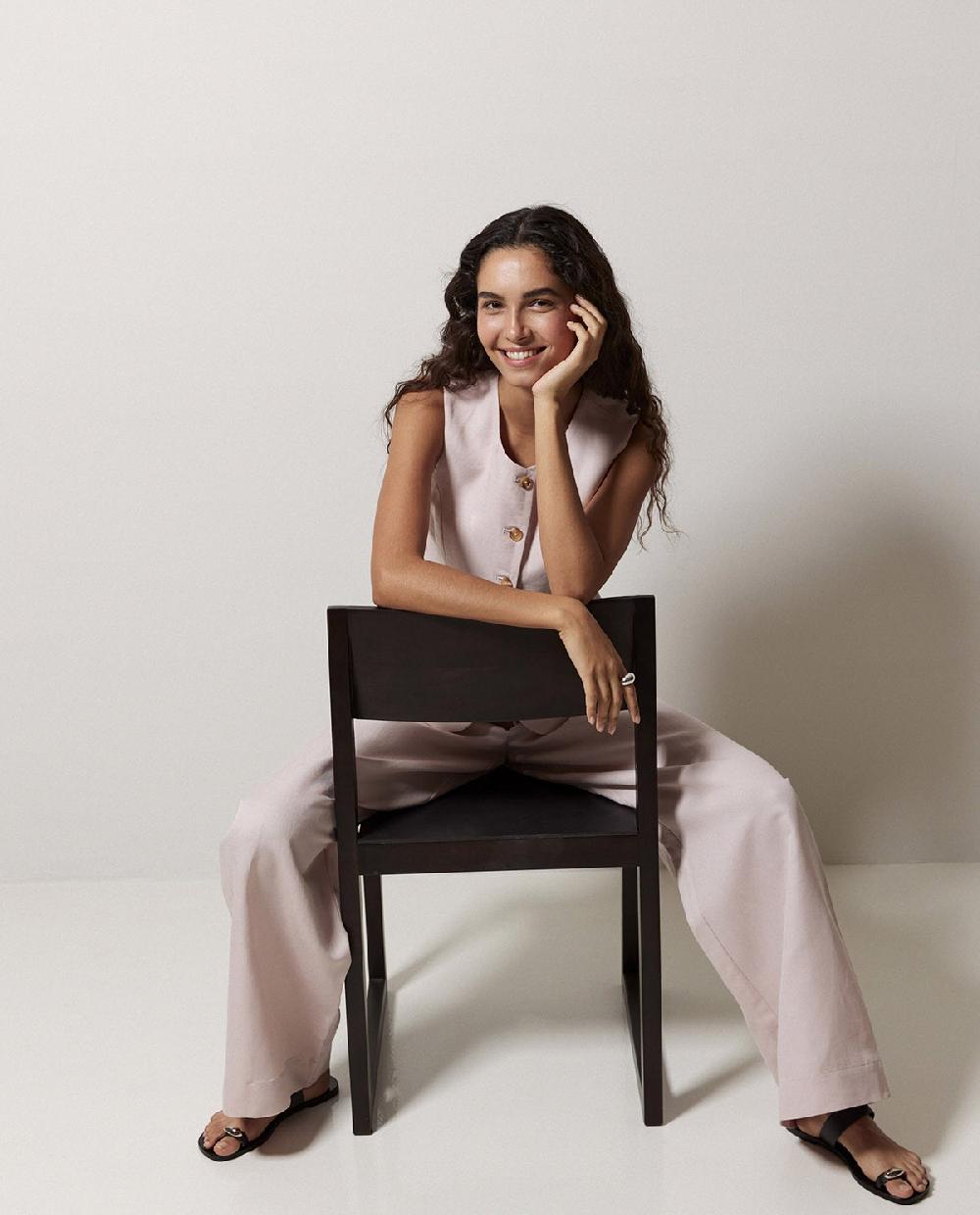 yerse Chaleco mezcla lino rosa