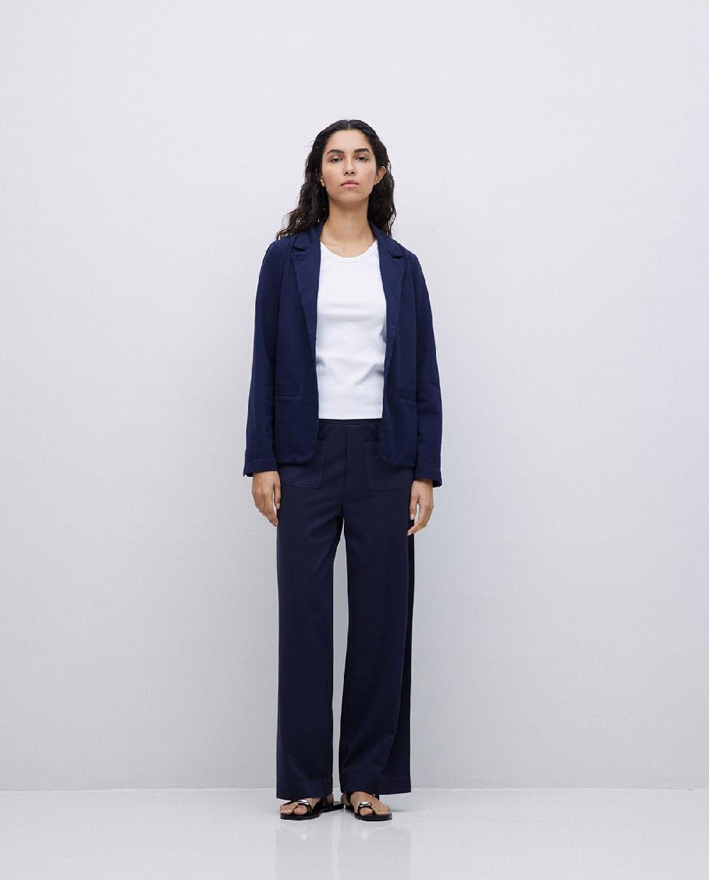 Yerse Chaqueta Americana Cuello Solapa Azul Oscuro