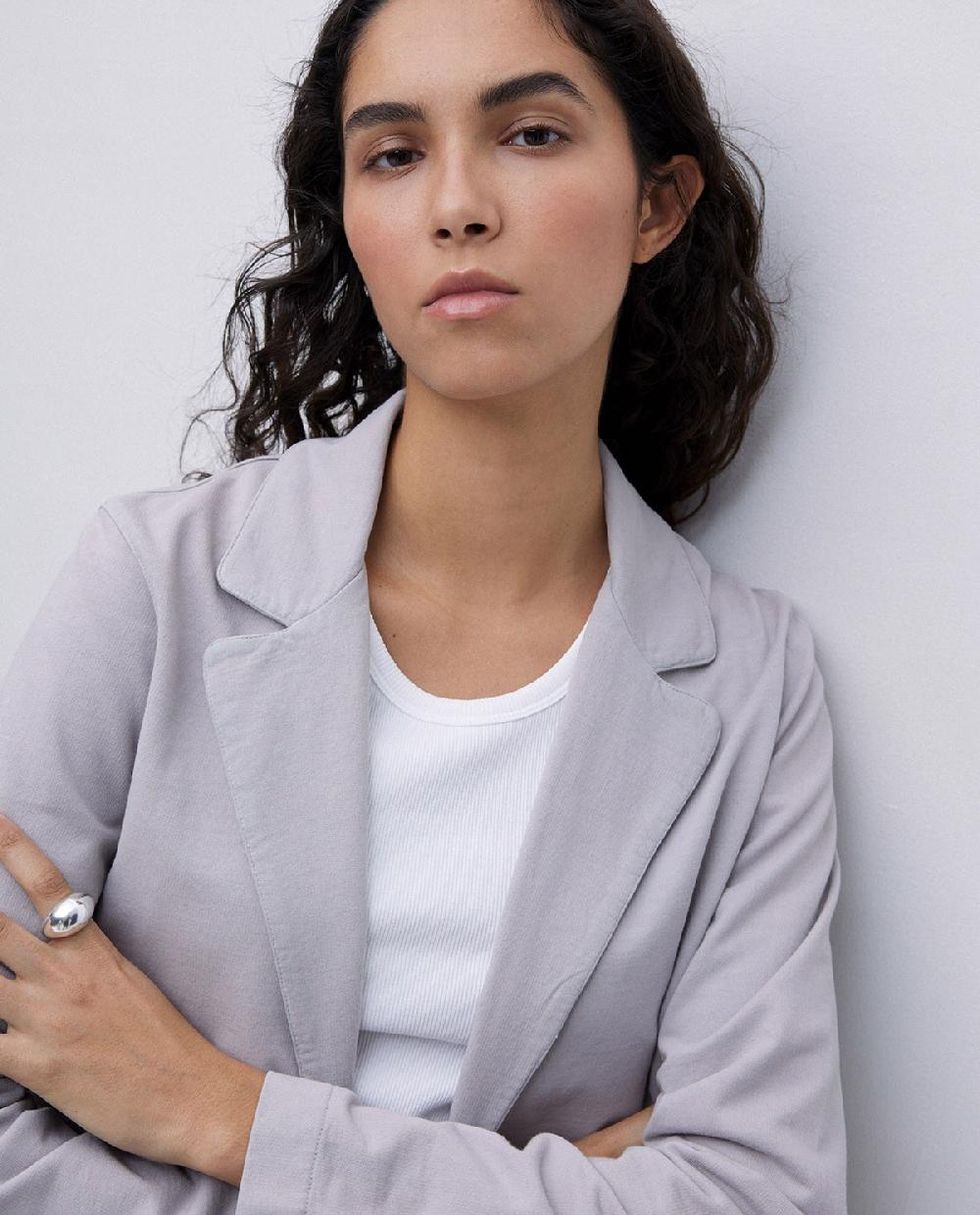 yerse Chaqueta americana cuello solapa gris