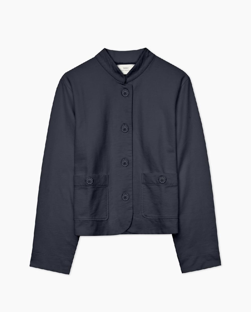 yerse Chaqueta corta cuello mao azul oscuro