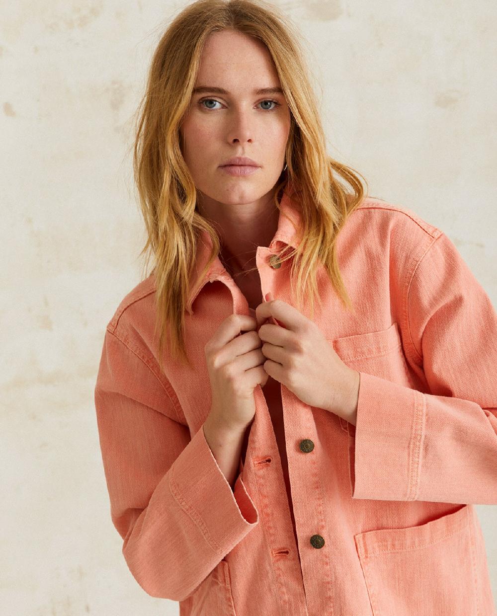 Yerse Chaqueta Denim Bolsillos Salmón