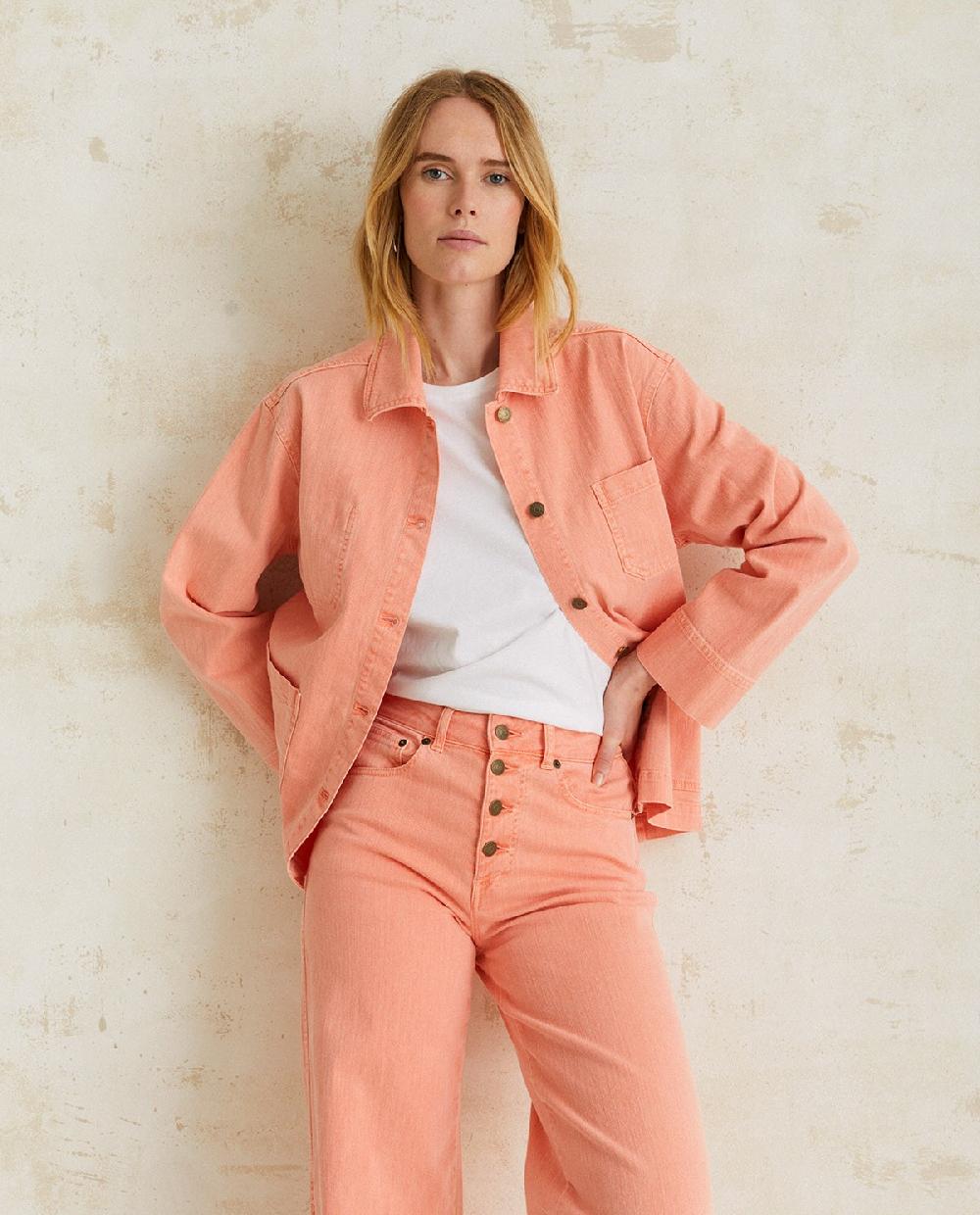 yerse Chaqueta denim bolsillos salmón