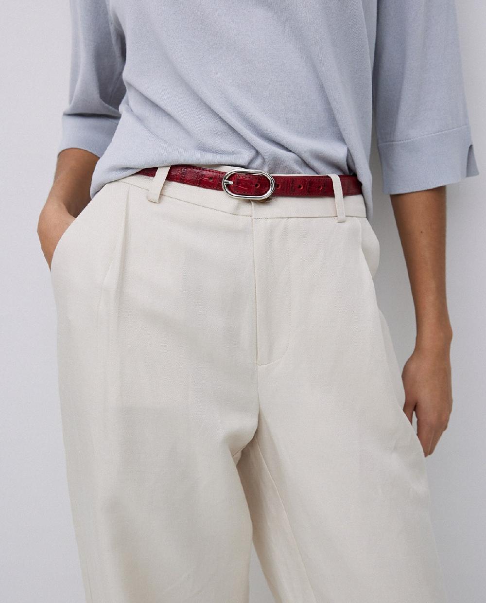 Yerse Cinturón Efecto Piel Cocodrilo Rojo