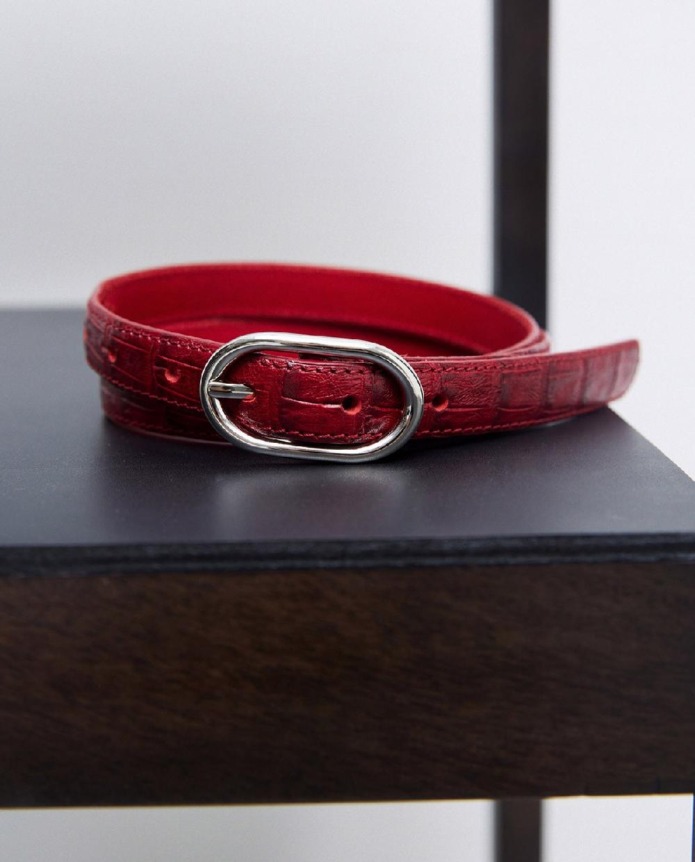 yerse Cinturón efecto piel cocodrilo rojo