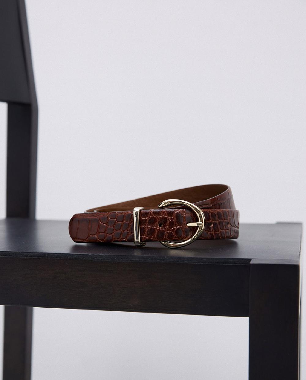 yerse Cinturón piel hebilla dorada marrón