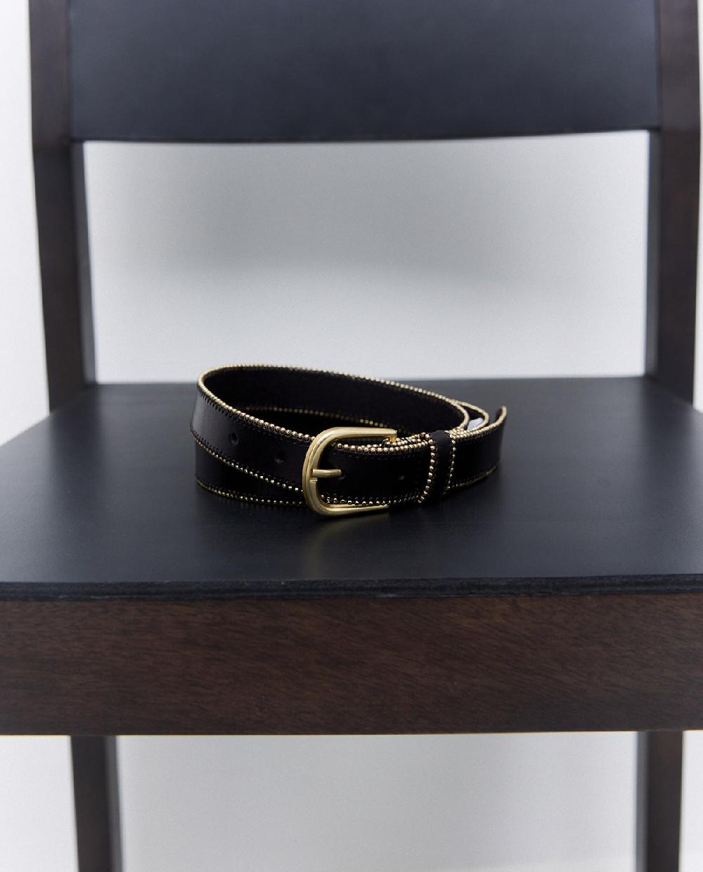 Yerse Cinturón Piel Tachuelas Metálicas Negro