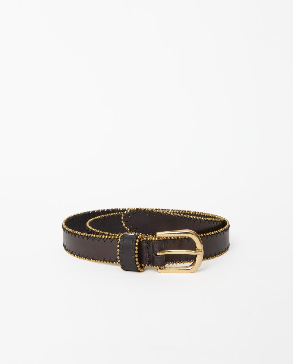 Yerse Cinturón Piel Tachuelas Metálicas Negro