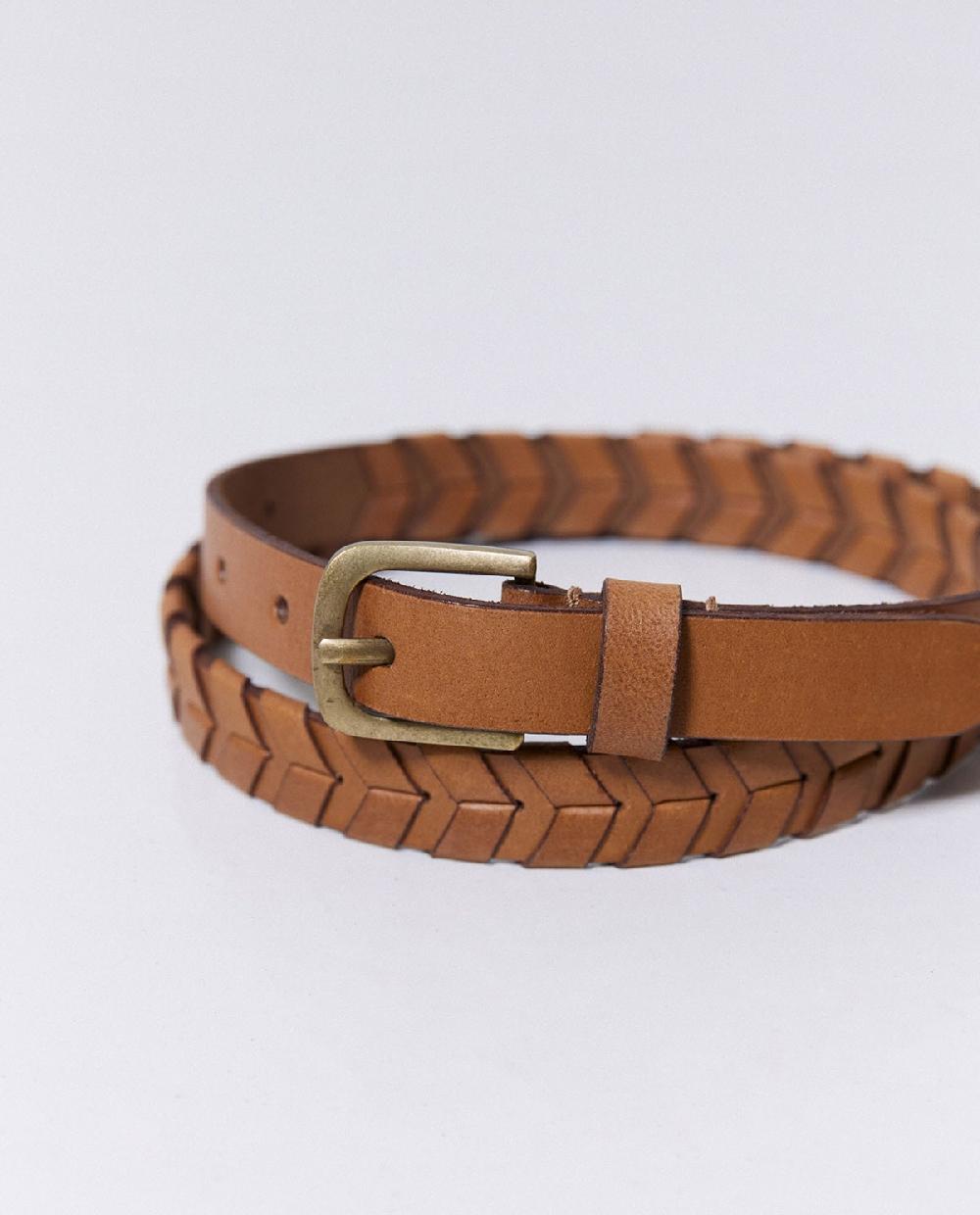 yerse Cinturón piel trenzado handmade camel