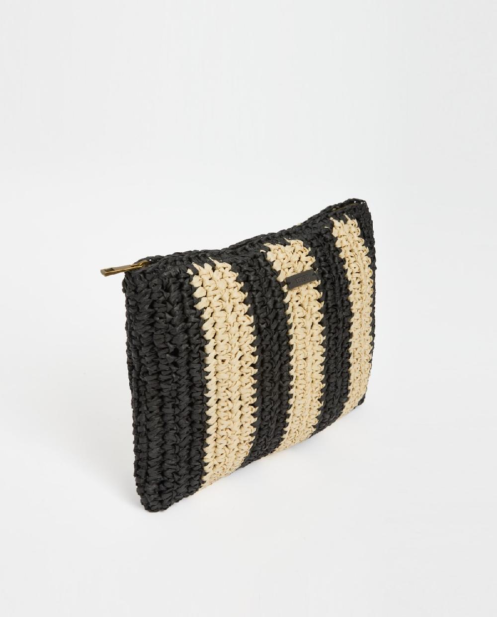 Yerse Clutch Rafia Crudo Y Negro