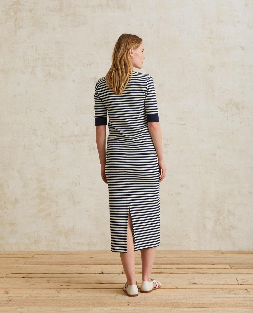 Yerse Falda Algodón Rayas Crudo Y Azul Oscuro