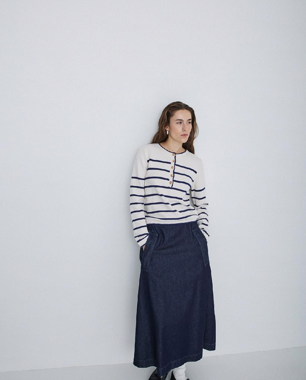 Yerse Falda Maxi Denim Azul Oscuro