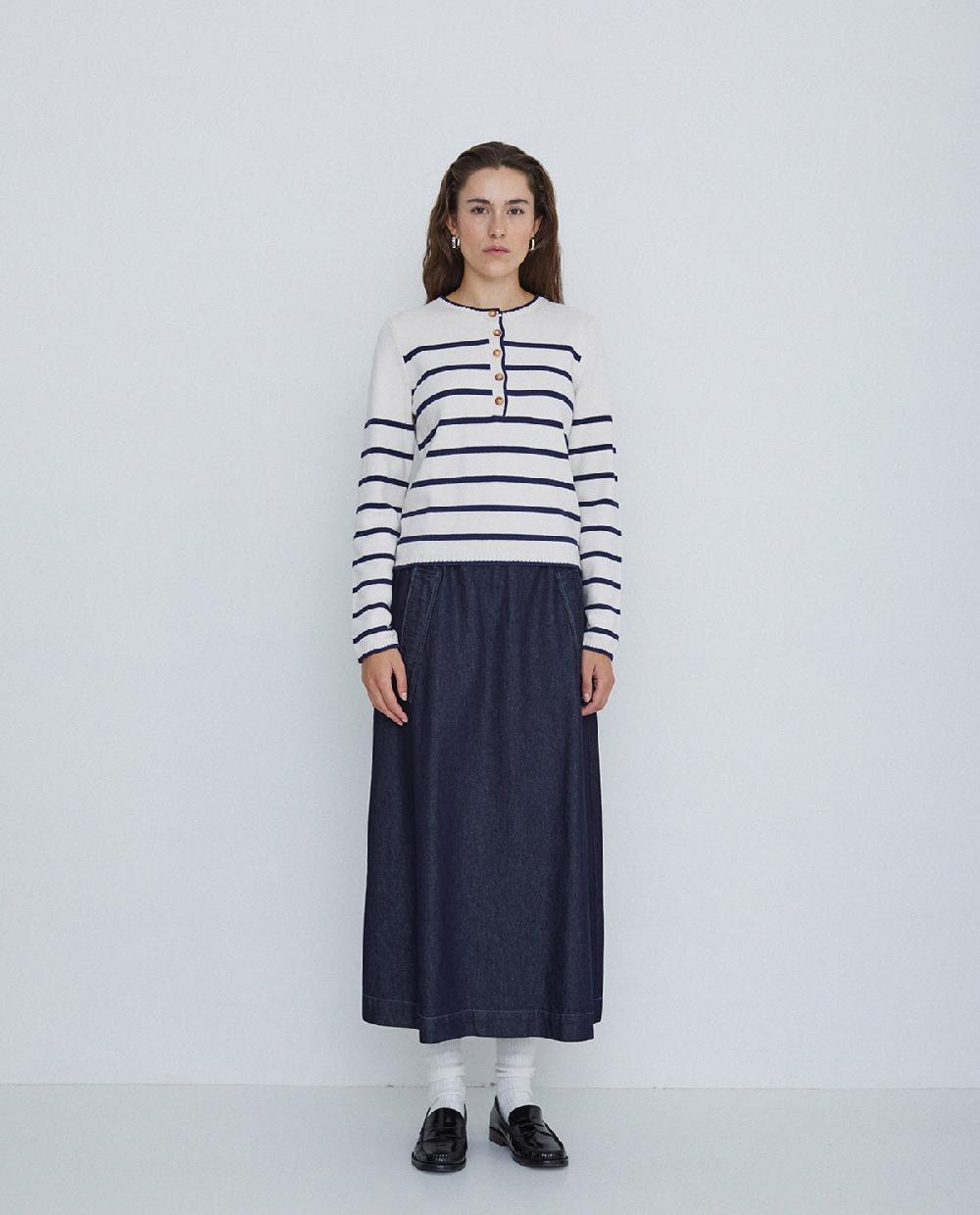 Yerse Falda Maxi Denim Azul Oscuro