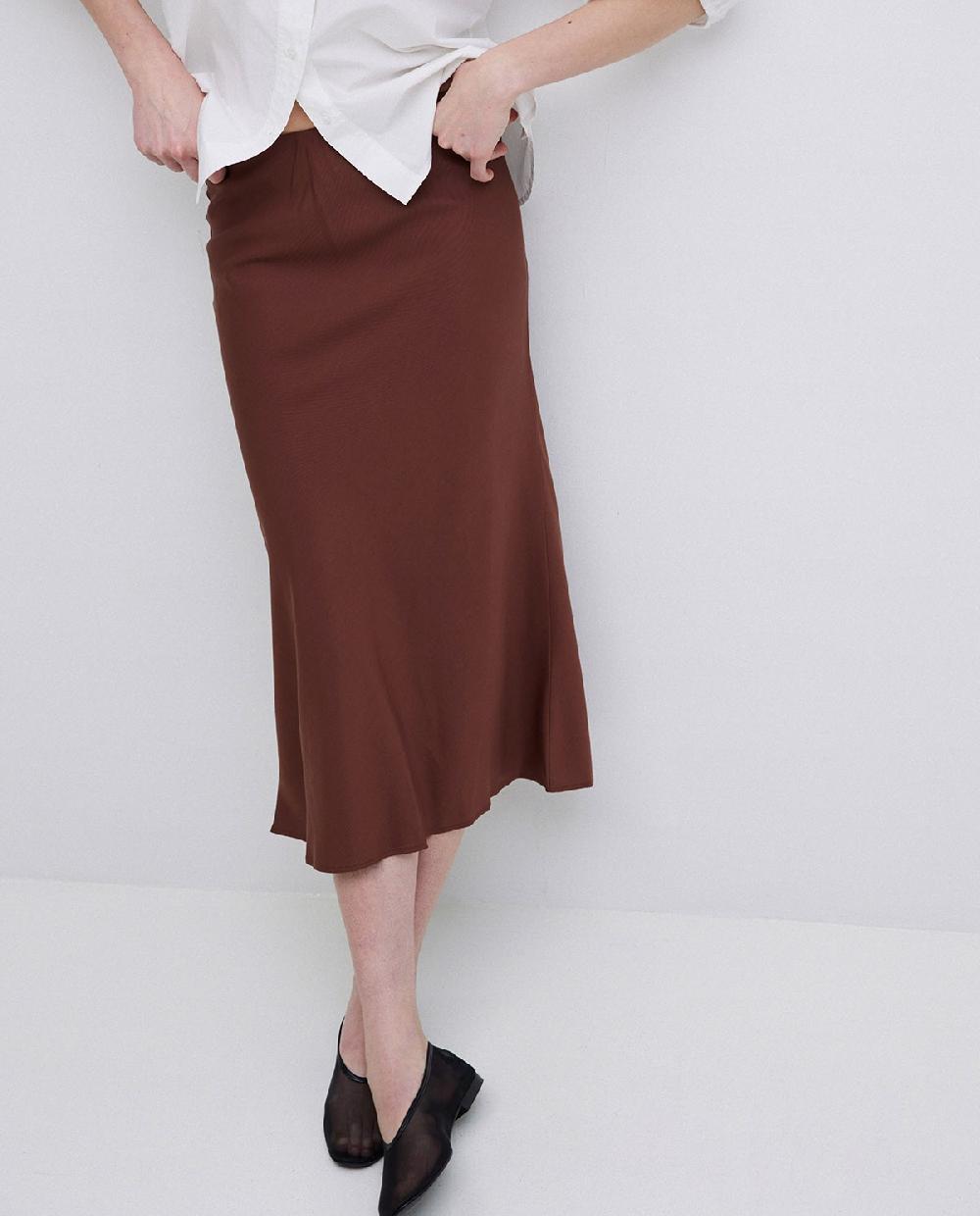 Yerse Falda Midi Tencel Chocolate