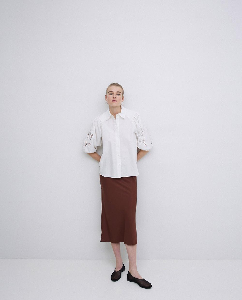 Yerse Falda Midi Tencel Chocolate