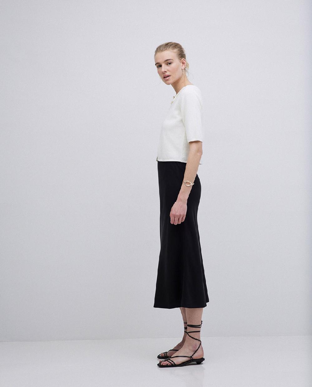 Yerse Falda Midi Tencel Negro