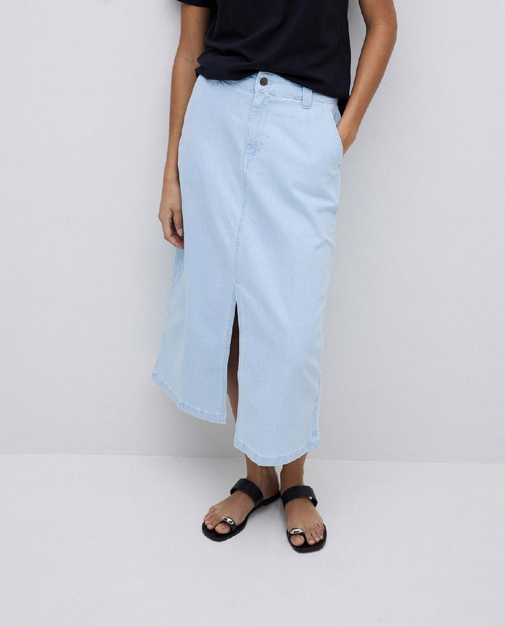 Yerse Falda Tejana Midi Azul índigo