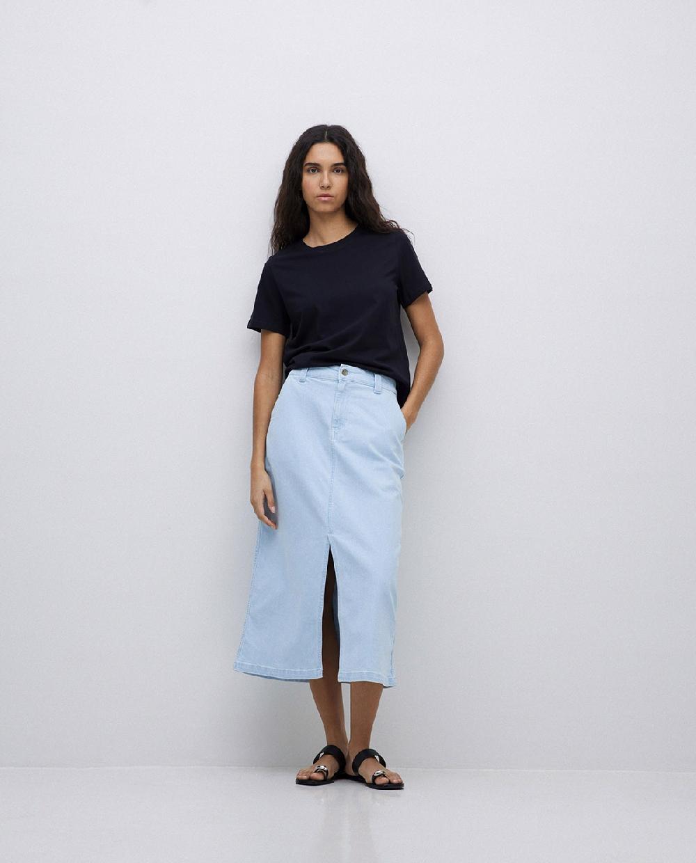 Yerse Falda Tejana Midi Azul índigo
