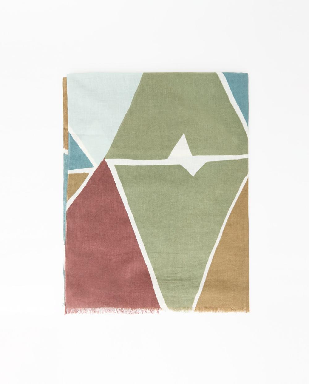 Yerse Fular 100% Algodón Geométrico Caqui