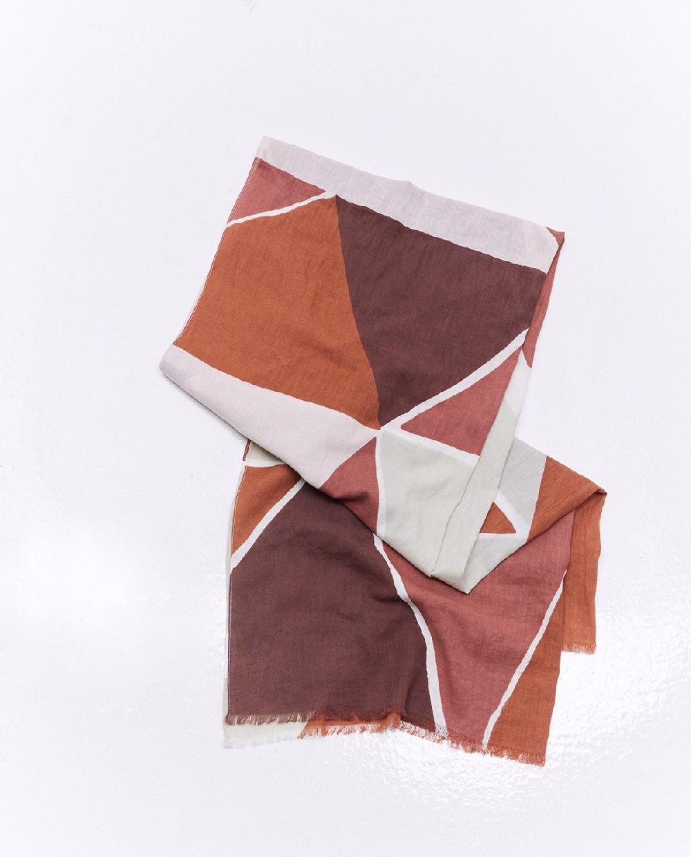 Yerse Fular 100% Algodón Geométrico Granate