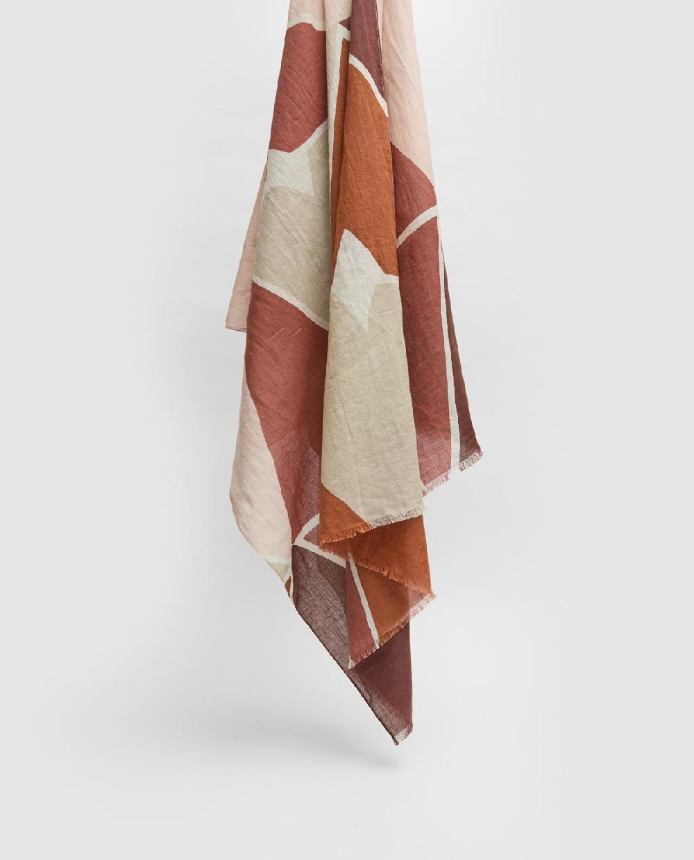 Yerse Fular 100% Algodón Geométrico Granate