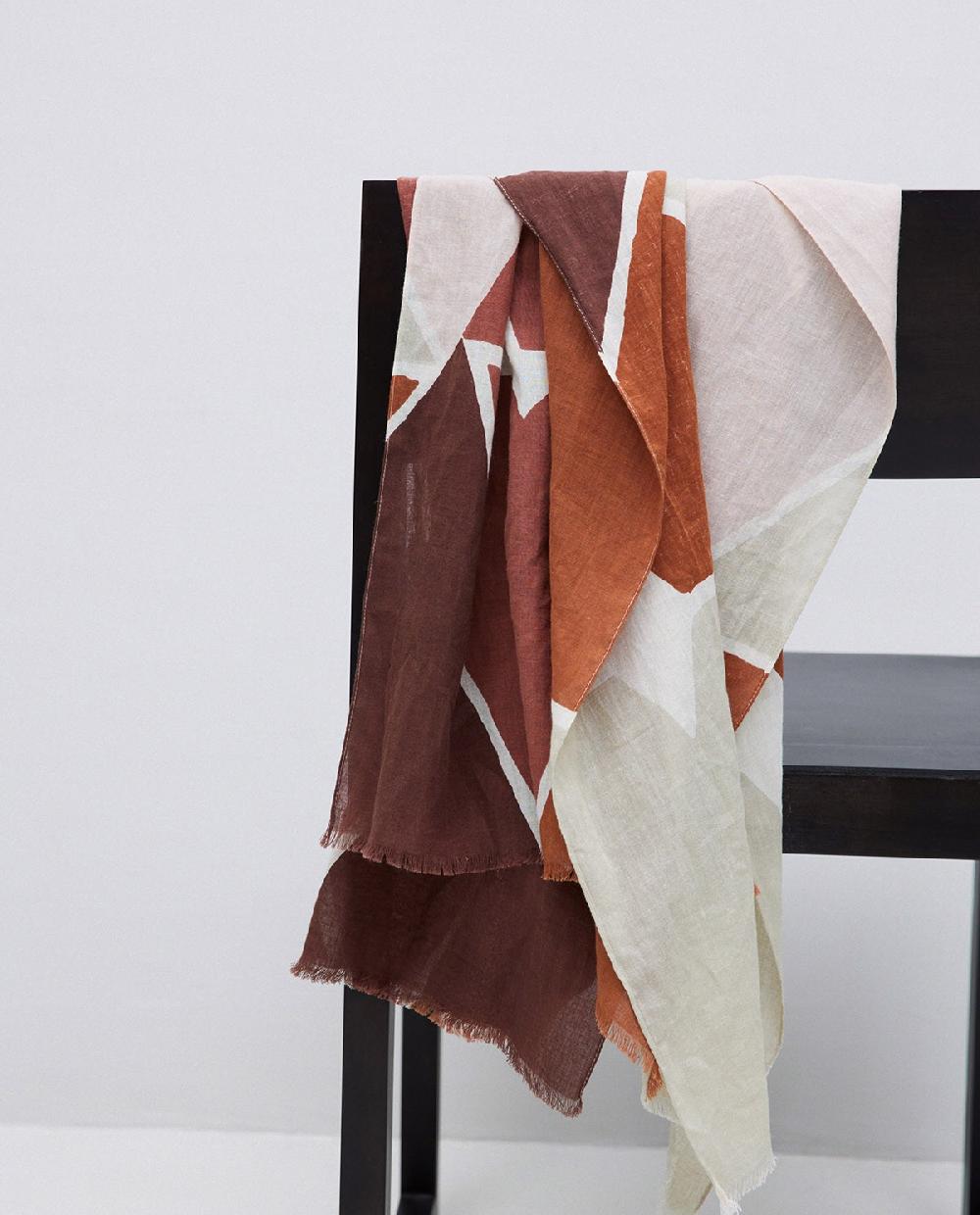 yerse Fular 100% algodón geométrico granate