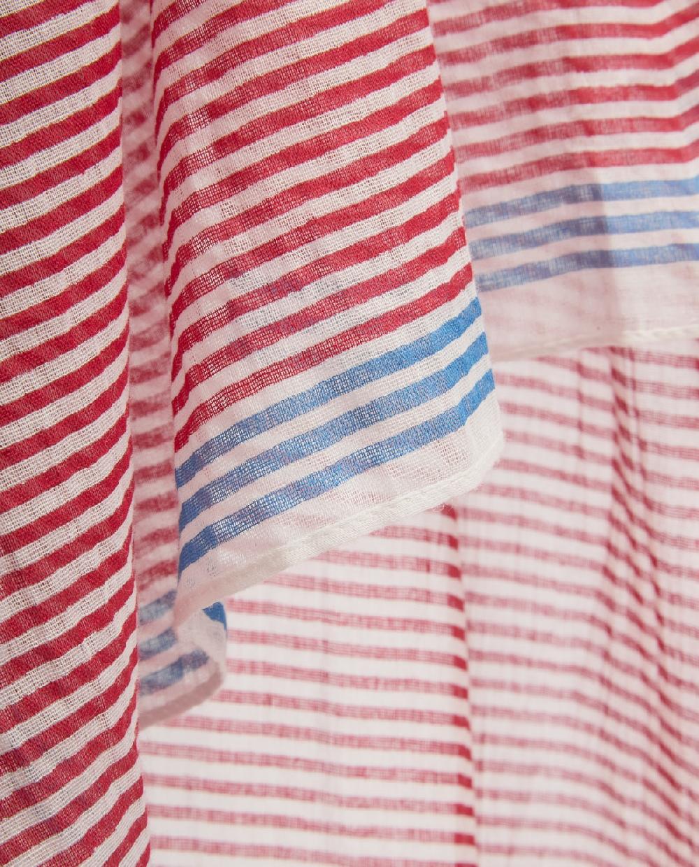 Yerse Fular Algodón Rayas Rojo
