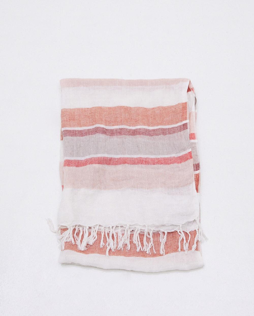 Yerse Fular Lino Rayas Terracota