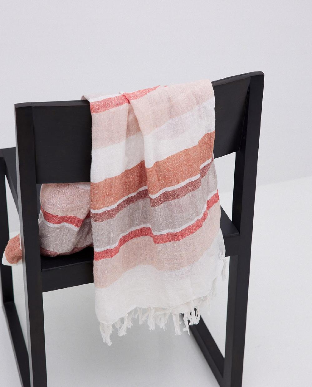 yerse Fular lino rayas terracota