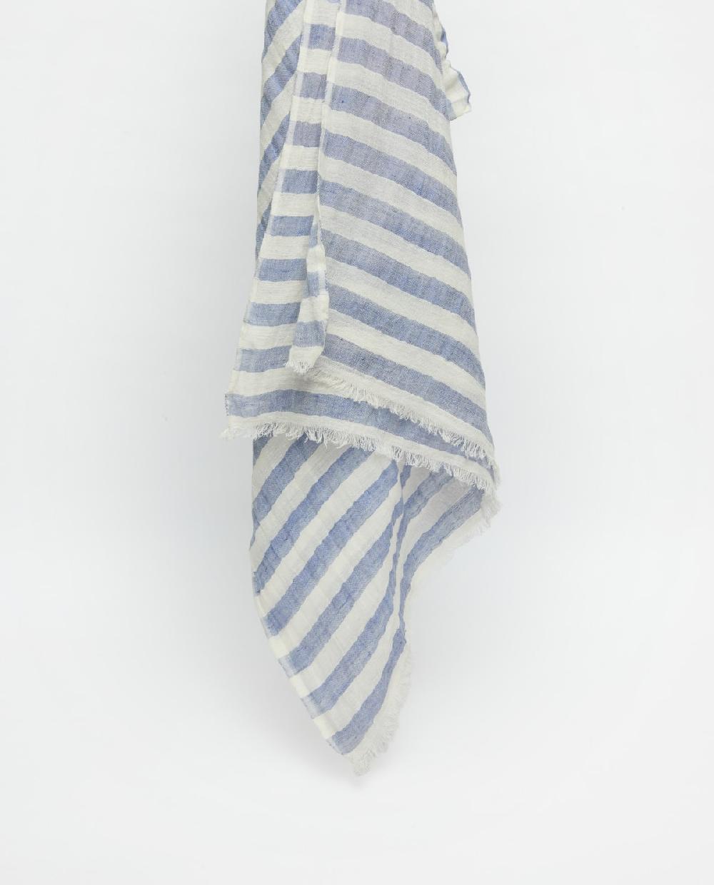 Yerse Fular Rayas Algodón Y Lino Azul