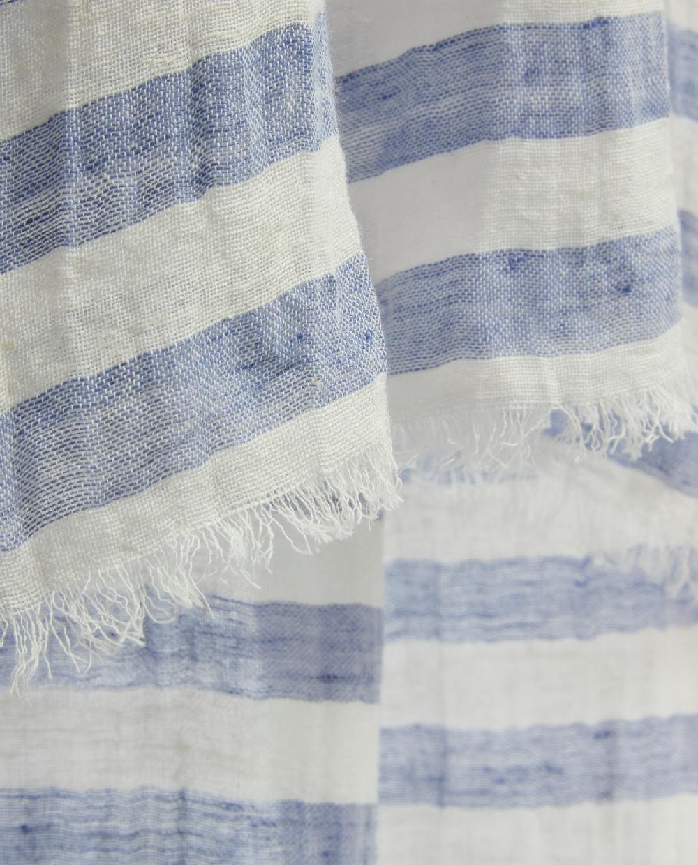 Yerse Fular Rayas Algodón Y Lino Azul