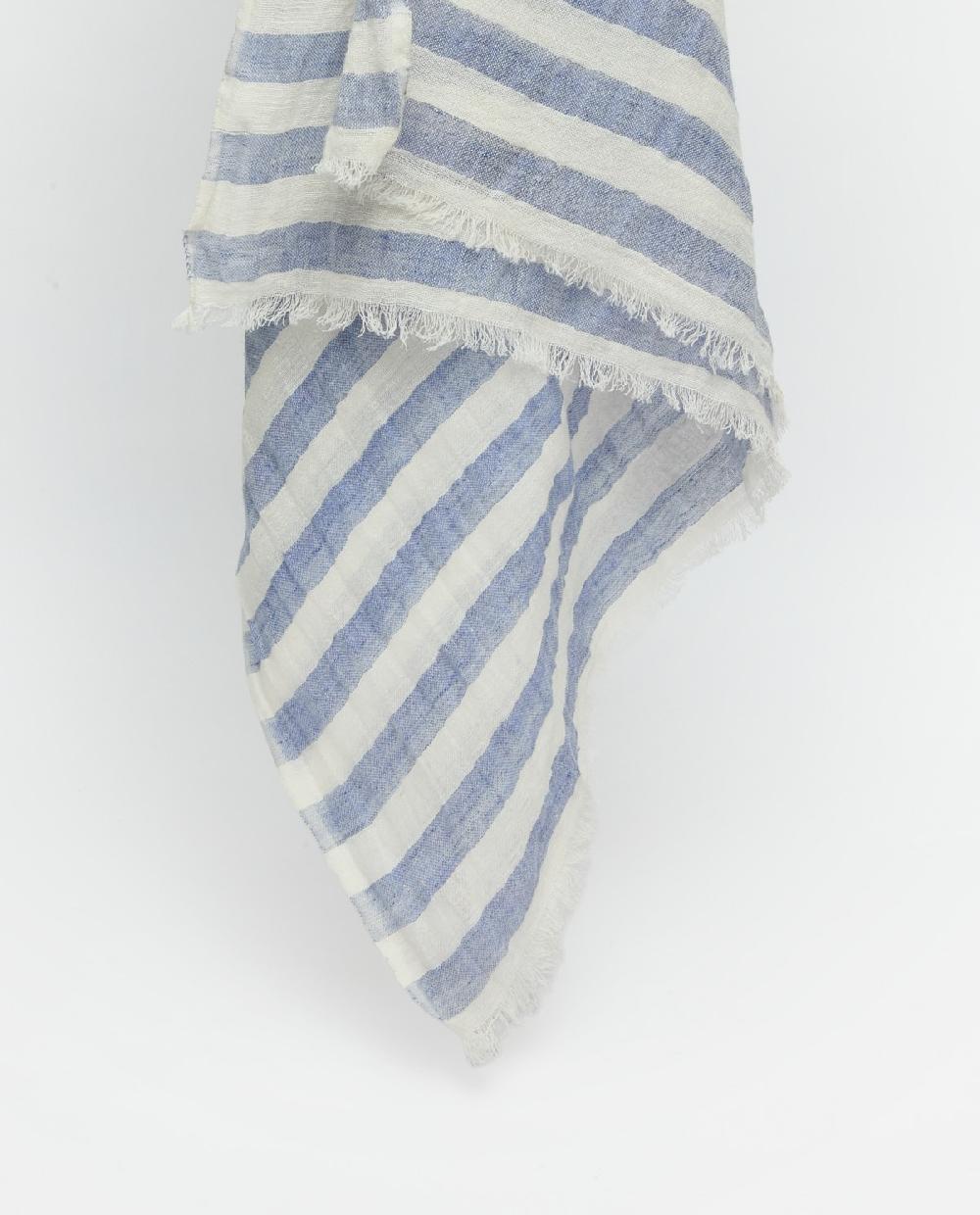 Yerse Fular Rayas Algodón Y Lino Azul