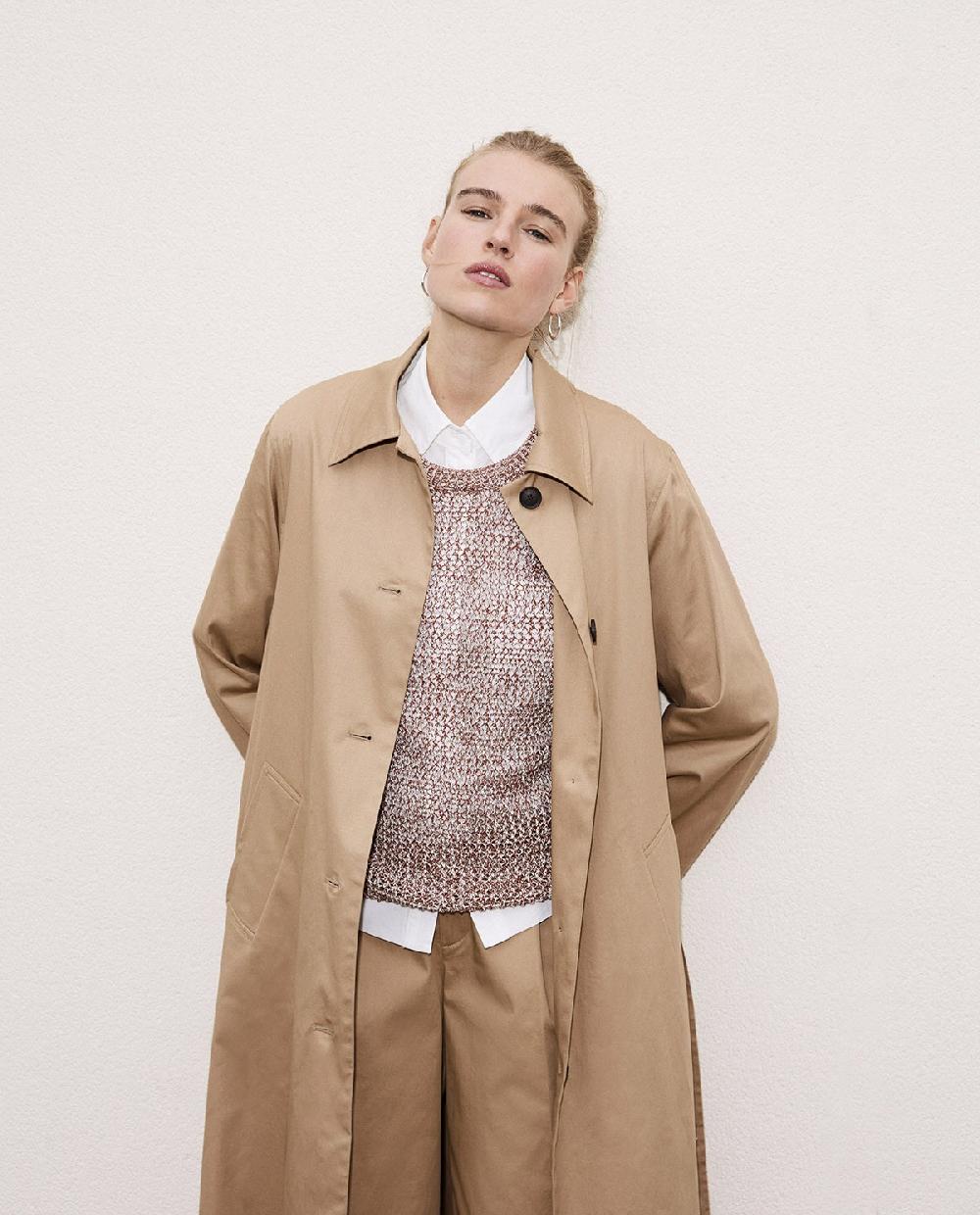 yerse Gabardina algodón capucha camel