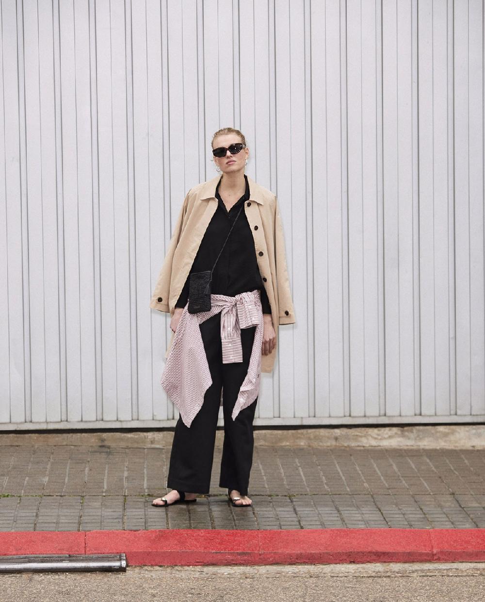 Yerse Gabardina Cuello Camisero Beige