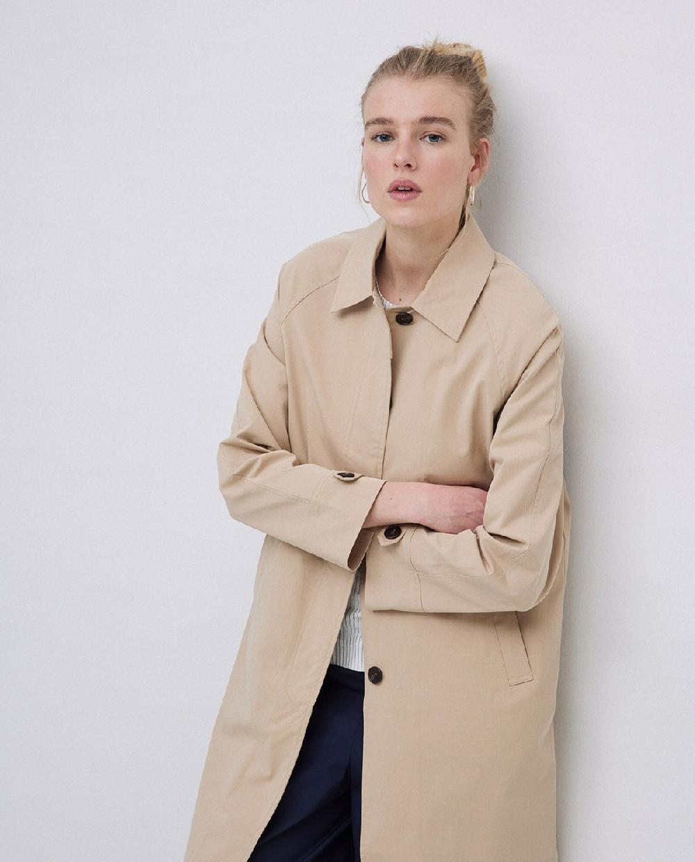 Yerse Gabardina Cuello Camisero Beige