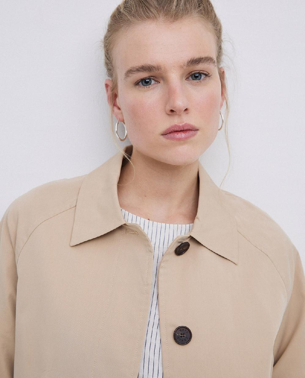 Yerse Gabardina Cuello Camisero Beige