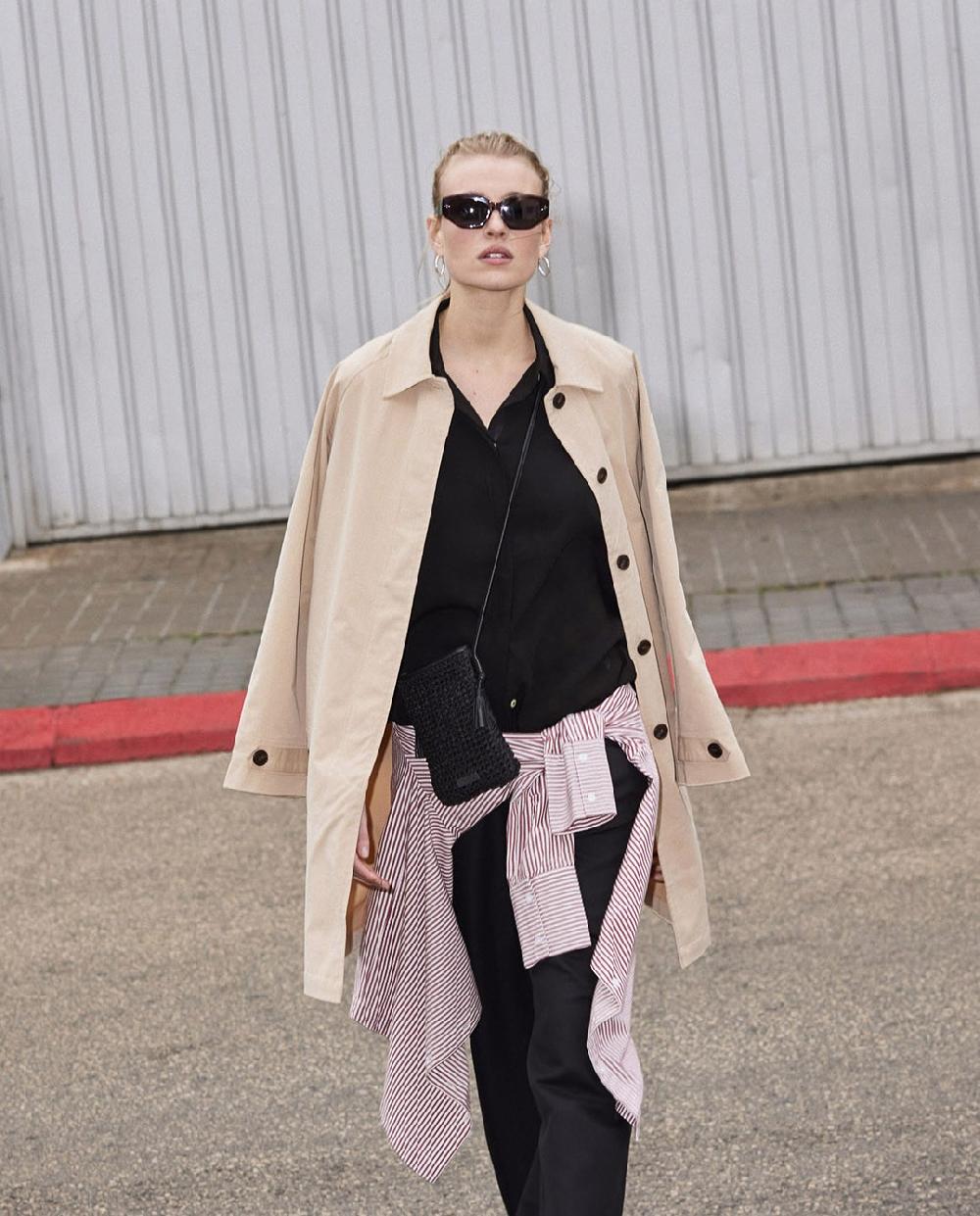 yerse Gabardina cuello camisero beige