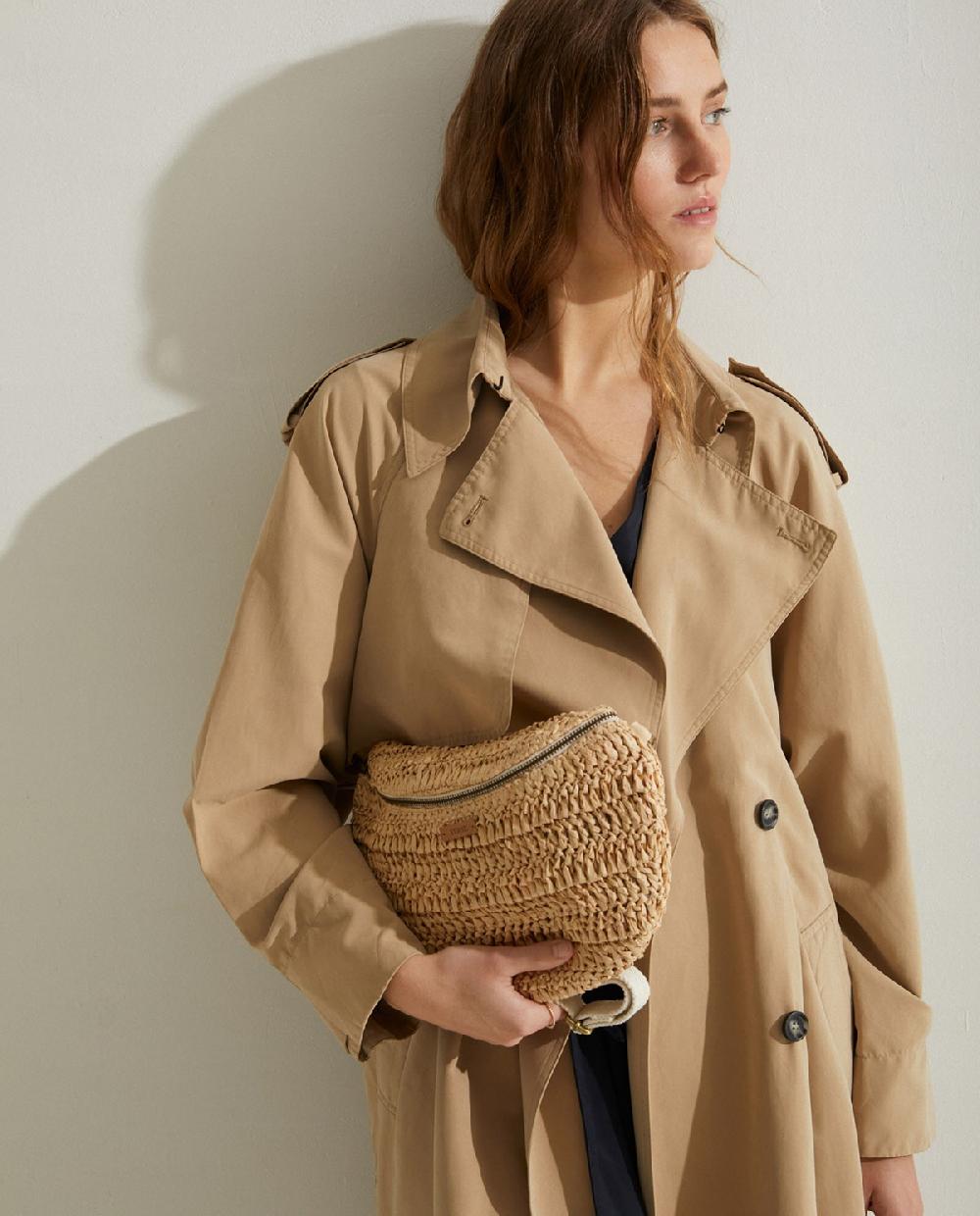 Yerse Gabardina Larga Cruzada Camel