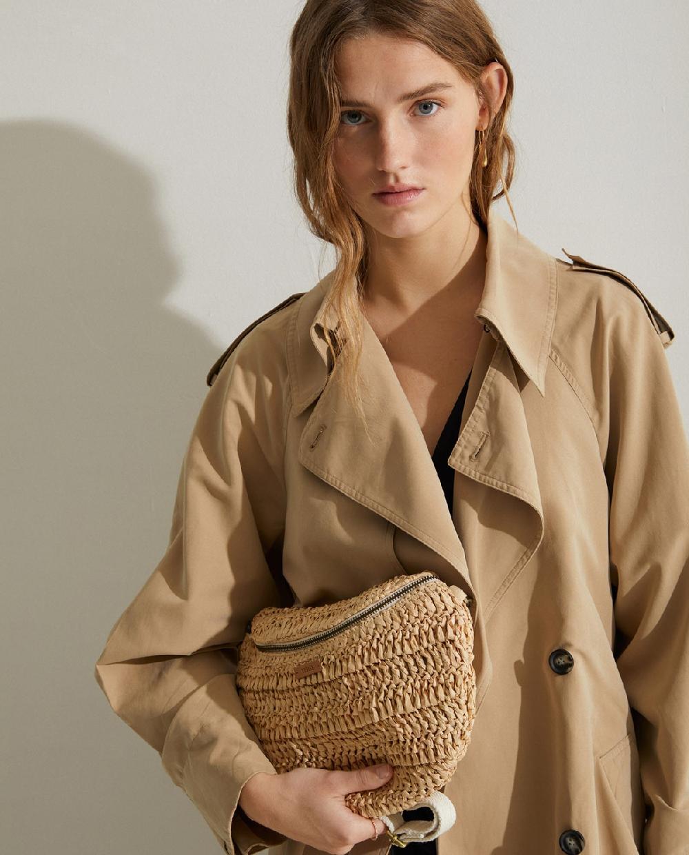 Yerse Gabardina Larga Cruzada Camel