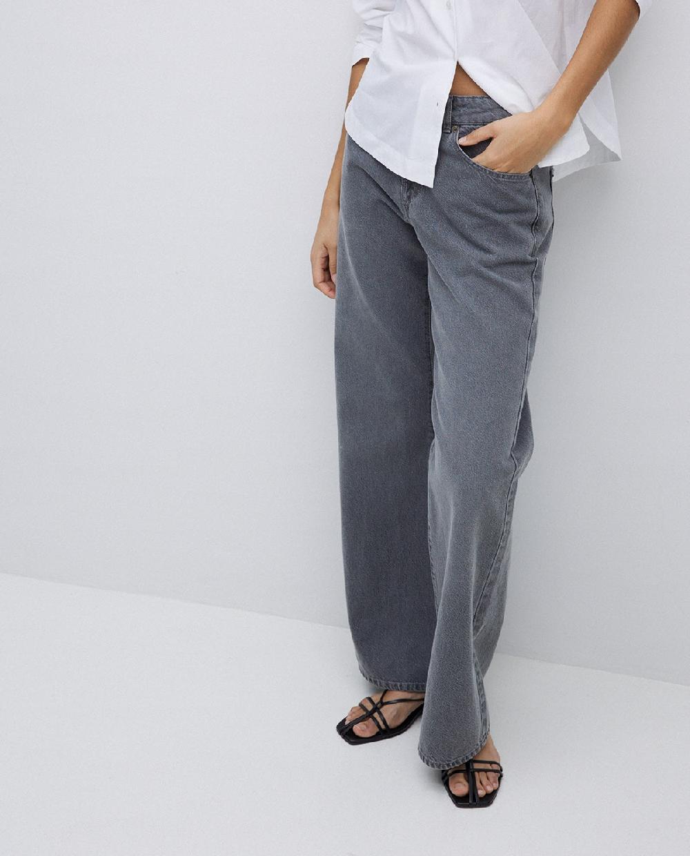 Yerse Jeans Anchos Gris