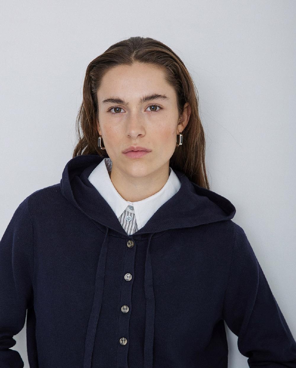 Yerse Jersey Algodón Orgánico Capucha Azul Marino