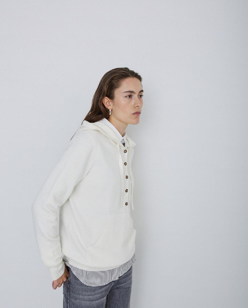 Yerse Jersey Algodón Orgánico Capucha Crudo