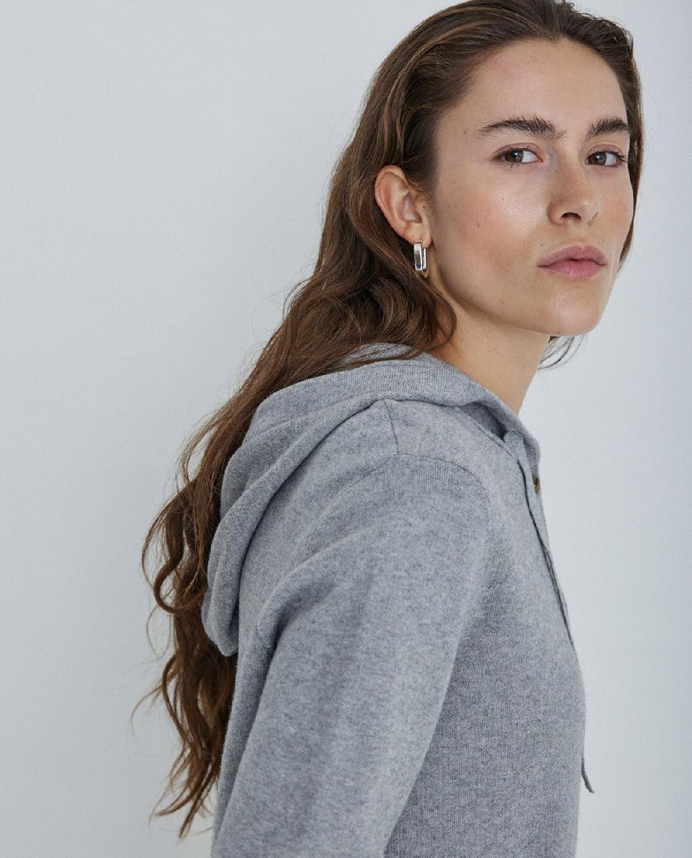 Yerse Jersey Algodón Orgánico Capucha Gris